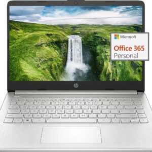 HP 14″ Ultra Light Laptop for Students, Quad-Core Intel N4120, 8GB RAM, 256GB Storage(128GB eMMC+128GB SD Card), with 1 Year Office 365 Included, Wi-Fi, Webcam, HDMI, USB-C, Windows 11