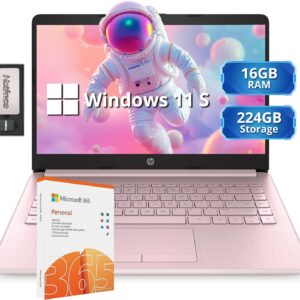 HP Stream 14″ HD Lightweight Laptop, Intel Celeron N4120, 16GB RAM, 224GB Storage(64GB eMMC + 160GB Docking Station), Intel UHD Graphics, HD Webcam, 1 Year Office 365, WiFi, Bluetooth, Win 11s, Pink