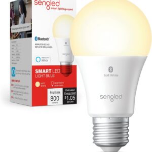 Sengled Alexa Light Bulb, S1 Auto Pairing with Alexa Devices, Warm Smart Light Bulbs, Bluetooth Mesh Smart Home Lighting, E26 60W Equivalent, 800LM, 1-Pack