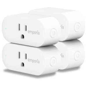 EMPORIA Smart Plug with Energy Monitoring | 15A Max / 10A Continuous | WiFi Smart Outlet | Mobile App | Alexa | Google | ETL Certified (Package of 4), EMSO1-4