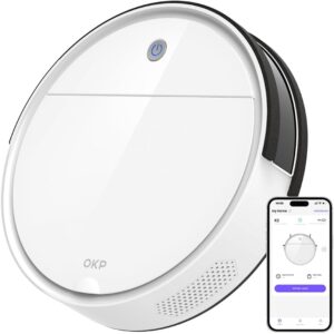 K5 Robot Vacuum Cleaner, 120 Min Runtime, Robotic Vacuum Cleaner with WiFi/App/Alexa, Schedule Time, Self-Charging, Mini Design, Quiet, Ideal for Hard Floors, Pet Hair, Carpets