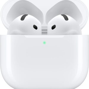 Apple AirPods 4 Wireless Earbuds, Bluetooth Headphones, Personalized Spatial Audio, Sweat and Water Resistant, USB-C Charging Case, H2 Chip, Up to 30 Hours of Battery Life, Effortless Setup for iPhone