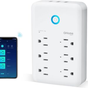 GHome Smart Plug Outlet Extender, USB Wall Charger with 3 Individual Smart Outlets and 3 Smart USB Ports, Works with Alexa Google Home, Surge Protector Plug Extender for APP Control,15A/1800W