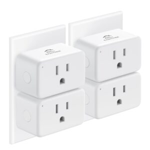 EIGHTREE Mini Smart Plug 𝟭𝟱𝗔, Smart Plugs That Compatible with 𝗔𝗹𝗲𝘅𝗮 & Google Home & SmartThings, No Hub Required，Smart Outlet with Remote Control, Timer & Schedule, 2.4GHz WiFi Only, 4 Packs
