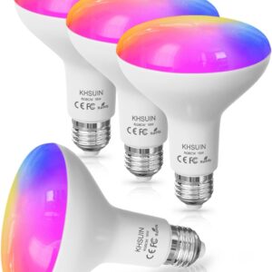 WiFi Smart Light Bulbs 150W Equivalent, 16W Dimmable 1600LM BR30 Flood Smart Bulb Works with Alexa Google Home No Hub, E26 Color Changing LED Alexa Light Bulb, 2700K-6500K RGBCW CRI>90, 4 Pack
