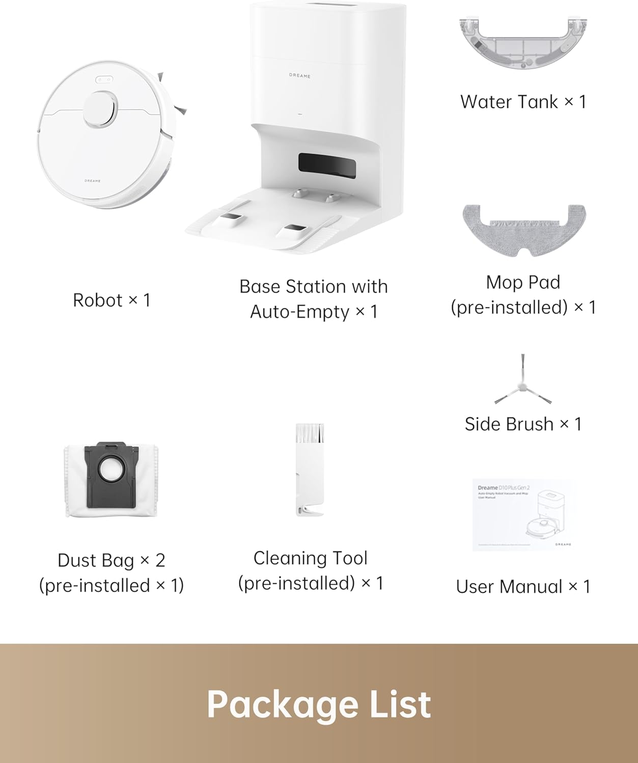 dreame D10 Plus Gen 2 Robot Vacuum and Mop with Self-Emptying Base for 90 Days of Cleaning, 6000 Pa Suction and LiDAR Navigation, Obstacle Avoidance, Wi-Fi Connected - Image 8