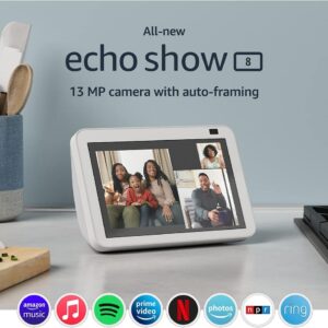 Like-New Echo Show 8 (2nd Gen, 2021 release) | HD smart display with Alexa and 13 MP camera | Glacier White