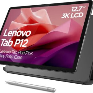 Lenovo Tab P12-2024 – Expansive Touchscreen Tablet – 12.7″ 3K Display – 13MP Camera – 8GB Memory – 128GB UFS Storage – Android 13 – Dolby Atmos – Quad JBL Speakers – Pen and Folio Case Included
