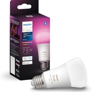 Philips Hue White and Color Ambiance A19 Medium Lumen Smart Bulb, 1100 Lumens, Bluetooth & Zigbee Compatible (Hue Hub Optional), Works with Alexa & Google Assistant, 1 Bulb