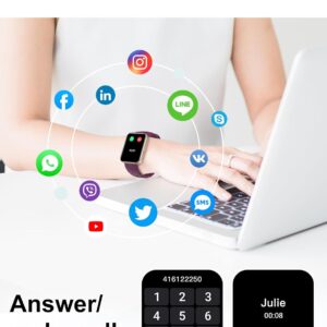 Smart Watch (Answer/Make Calls), 1.85″ Smart Watches for Men Women Digital Watch Fitness Tracker with 100+ Sport Modes Heart Rate Monitor Watch for iOS Android Phones Waterproof Purple