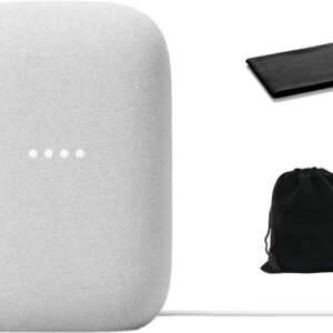 Google Audio Bluetooth Speaker – Wireless Music Streaming, Powerful Sound, Assistant Built-in, Wi-Fi and Bluetooth Connectivity, Smart Home Control, Stereo Pairing, Includes Pouch and Cloth