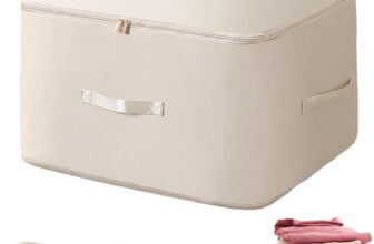 Ultra Space Saving Self Compression Organizer for Blankets, Comforters, Bedding and Clothes, Large Capacity Storage Bag for Moving or Suitcase (Beige, Large (21.3×16.5×23.6in))