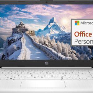 HP 14 Premium HD Portable Laptop Computer Students Business, Quad-Core Intel Celeron Processor, 16GB RAM, 320GB Storage(64GB eMMC+256GB SD Card), 1 Year Office 365, HDMI, Win 15 w/KW Accessories