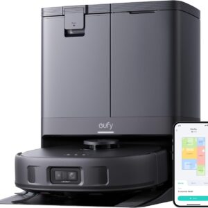 eufy X10 Pro Omni Robot Vacuum and Mop Combo, 8,000 Pa Suction, Dual Mops with 12 mm Auto-Lift and Carpet Detection, AI Obstacle Avoidance, Auto Mop Washing, Auto Drying, Self-Emptying, Self-Refilling