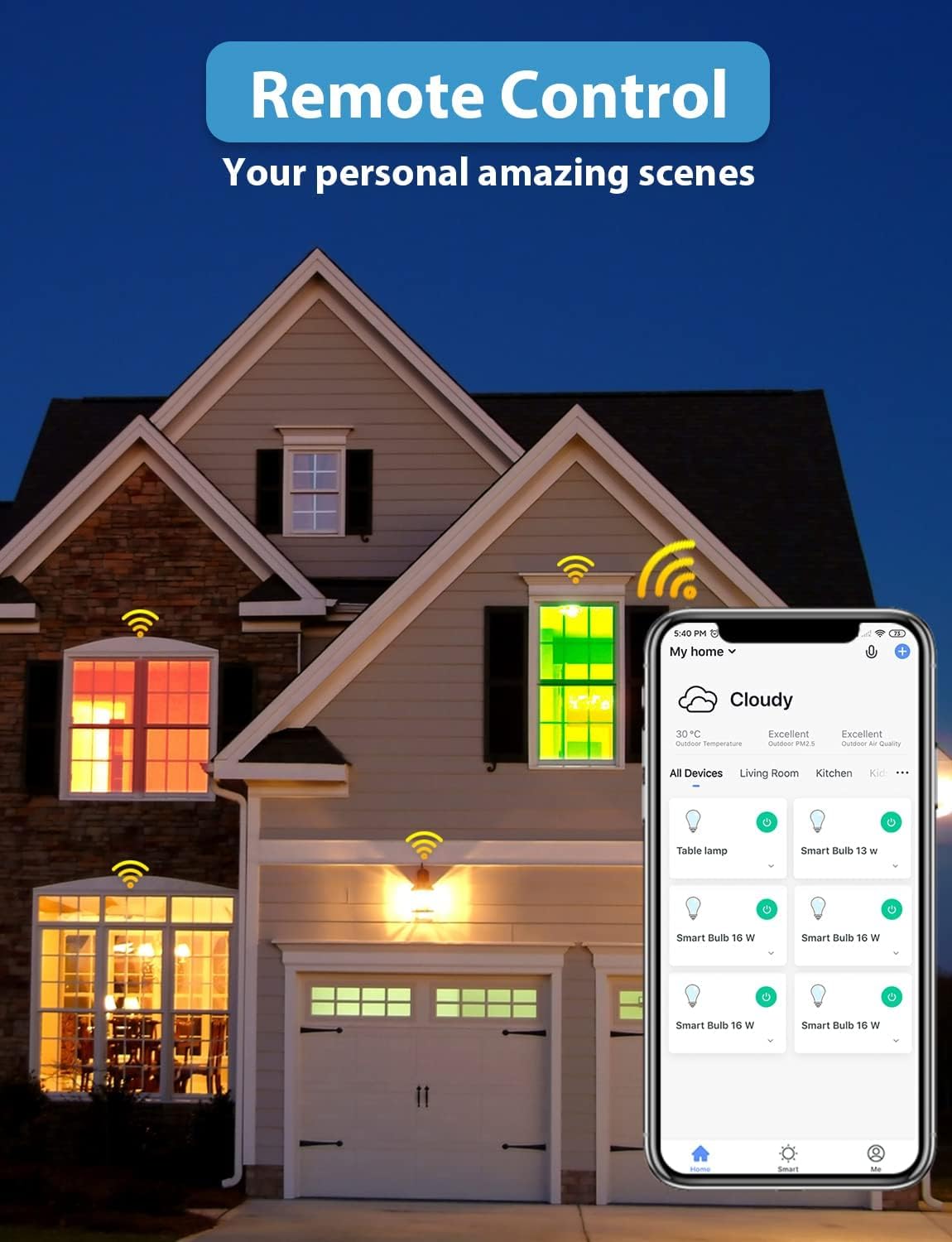 WiFi Smart Light Bulbs 150W Equivalent, 16W Dimmable 1600LM BR30 Flood Smart Bulb Works with Alexa Google Home No Hub, E26 Color Changing LED Alexa Light Bulb, 2700K-6500K RGBCW CRI>90, 4 Pack - Image 5