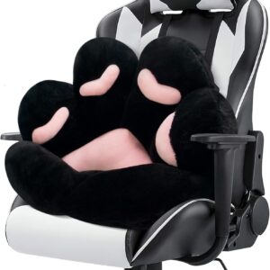 MOONBEEKI Cat Paw Cushion Chair Comfy Kawaii Shape Lazy Plush Pillow for Gamer Chair 28″x 24″ Cozy Floor Cute Seat Kawaii for Girl Worker Gift, Dining Room Bedroom Decorate Black