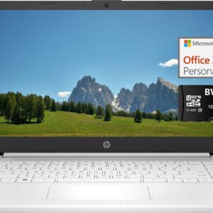 HP 14 Ultra Light Laptop for Students, Quad-Core Intel N4120, 8GB RAM, 192GB Storage(64GB eMMC+128GB SD Card), with 1 Year Office 365 Included, WiFi, Webcam, HDMI, USB-C, Win 11