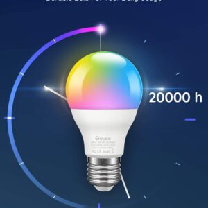 Govee LED Light Bulb Dimmable, Music Sync Color Changing, A19 7W 60W Equivalent, No Hub Required Multicolor Bluetooth Light Bulbs with App Control for Party Home (Don’t Support WiFi/Alexa)