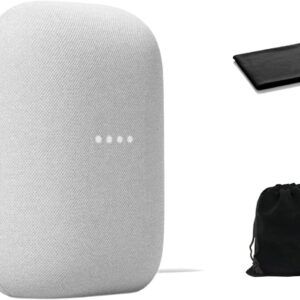 Google Audio Bluetooth Speaker – Wireless Music Streaming, Powerful Sound, Assistant Built-in, Wi-Fi and Bluetooth Connectivity, Smart Home Control, Stereo Pairing, Includes Pouch and Cloth