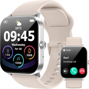 Smart Watch, 1.85″ HD Smartwatches for Men Women (White)