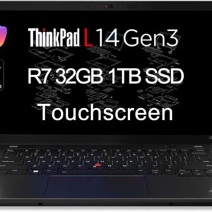 Lenovo ThinkPad L14 14″ FHD Touchscreen Business Laptop ( AMD Ryzen 7 5825U, 32GB RAM, 1TB SSD, 8-Core (Beats i7-1165G7)), Backlit, 1080p RGB Webcam, Ethernet, Wi-Fi 6, Win 11 Pro w/ AI Copilot