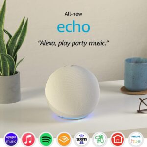 Like-New Echo (4th Gen) | With premium sound, smart home hub, and Alexa | Glacier White