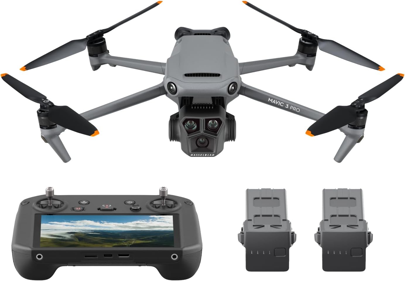 DJI Mavic 3 Pro Fly More Combo with DJI RC Pro (High-Bright Screen), 4/3 CMOS Hasselblad Camera, 3 Intelligent Flight Batteries, Charging Hub, FAA Remote ID Compliant, 4K Camera Drone for Adults