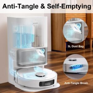 dreame L10S Ultra Robot Vacuum, 60 Days Self-Emptying Robot Vacuum and Mop Combo, 5300 Pa Suction with Liftable Mop, Auto Drying, Auto Water Filling and Solution, Robotic Vacuum Cleaner for Carpet