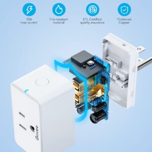 Govee Smart Plug 15A, WiFi Bluetooth Outlets 2 Pack Work with Alexa and Google Assistant, WiFi Plugs with Multiple Timers, Govee Home APP Group Control Remotely, No Hub Required, ETL&FCC Certified
