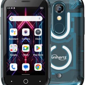 Unihertz Jelly Star, The World’s Smallest 4G Android 13 Smartphone Transparent Design LED Light NFC OTG, Blue (Support T-Mobile & Verizon only)
