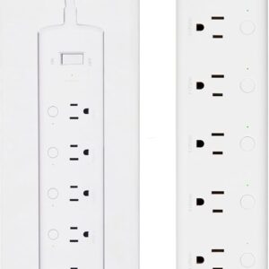 Amazon Basics Smart Plug Power Strip with 6 Individually Controlled Outlets and 3 USB Ports (2 USB-A and 1 USB-C), Works with Alexa Only, 2.4 GHz Wi-Fi, No Hub Required, White