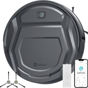 Lefant M210 Pro Robot Vacuum, Slim & Quiet, 3 Adjustable Suction Levels, 120 Min Runtime, Freemove 3.0, WiFi/App/Alexa, 6 Modes for Pet Hair, Hard Floors & Low Carpets, Self-Charging, Gray