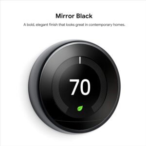 Google Nest Learning Thermostat (3rd Generation) (T3018-US) with Nest Temperature Sensor (T5000SF) (Mirror Black)