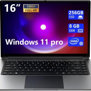 Morostron Laptop 16-inch 8GB DDR 256GB SSD Portable Laptop,Expandable to 1TB Pentium Quad-core CPU up to2.64 GHz 9000mAh Battery Mini HDMI Interface USB3.0 Interface Dual-Band WiFi Webcam Slim laptops