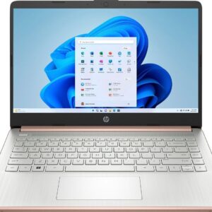 HP 14″ HD (1366 x 768) Display Laptop, Intel Celeron N4120, 1.1GHz, 4GB Memory, 128GB eMMC, Windows 11 Home in S Mode, One Year Office 365 Included, Rose Gold, 14-dq0762dx