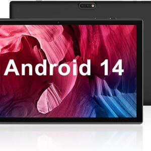Tablet 10 inch Android Tablet PC, 10.1″ Android 14 Tablets, DDR4 6GB RAM 32GB ROM 2MP+8MP Dual Camera, WiFi-6 Bluetooth 1TB Expand IPS Full HD Display Tab, 6000mAh Battery Powerful Performance Tablet