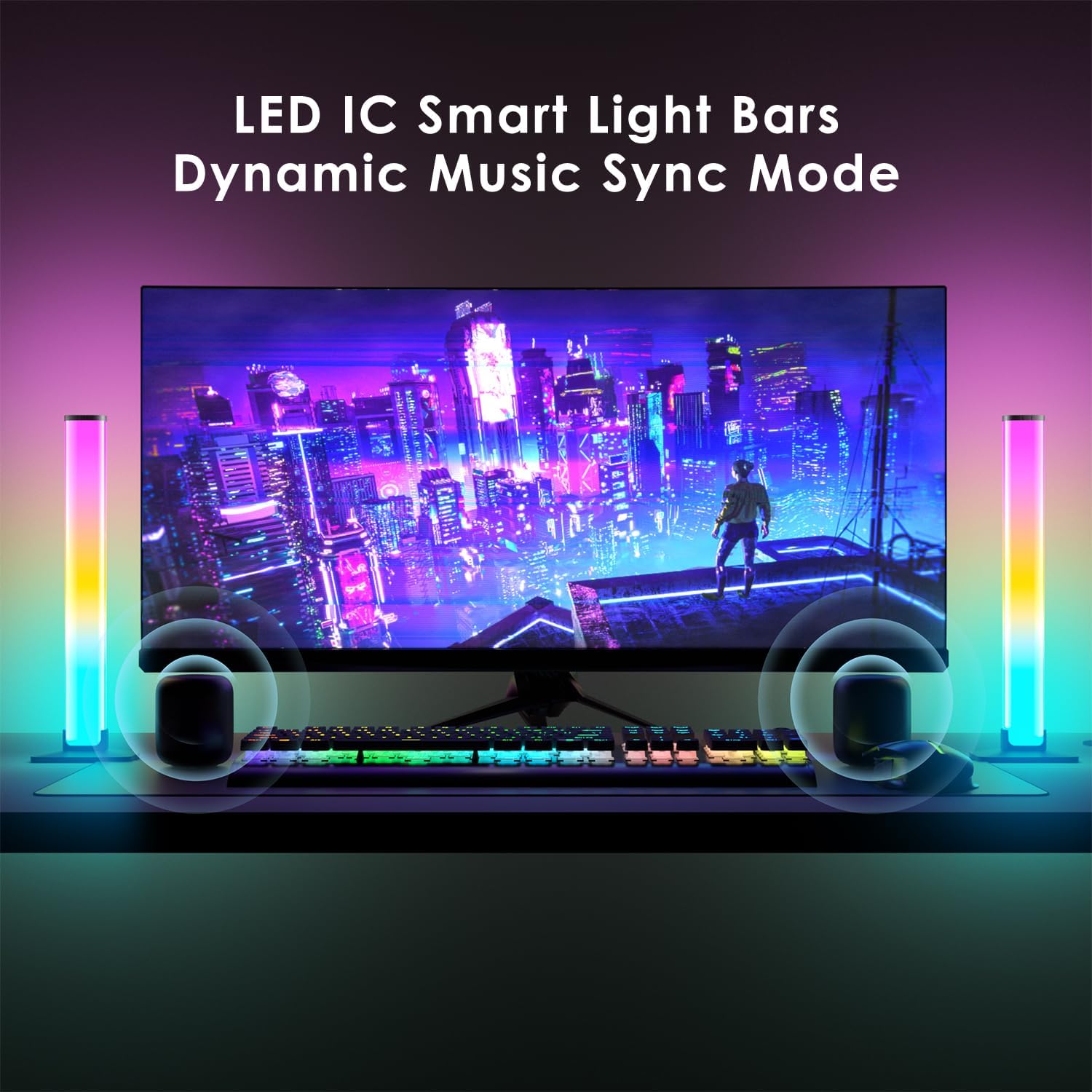 RGB Light Bar,Smart LED Light Bar for Room,16 Million Colors,Three Control Modes,Dynamic Music Sync Mode,213 Preset Modes,USB Interface(Without Adapter) - Image 2