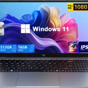 2025 Laptop Computer with Windows 11, Intel N150 Quad-Core Processor 16GB DDR4 RAM 512GB SSD, 15.6″ FHD IPS Display, Long Battery Life, Traditional Laptops for Business Office Student Gaming