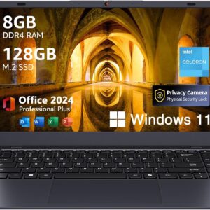 Coolby Laptop Computer, 14.1 inch Windows 11 Laptop with HD Display, 8GB RAM/128GB SSD, Intel N5095 Quad Core Notebook PC, Support 2.4G/5G Hz WiFi, BT,