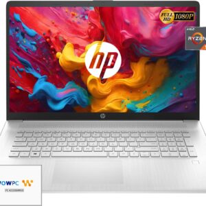 HP 2024 New 17 inch Laptop, AMD Ryzen 5 5500U 6-Cores Processor(Beat i7-1250U), 17″ FHD (1080p) IPS Display, 64GB RAM, 2TB SSD, Fingerprint Reader, Windows 11 Pro, w/WOWPC Recovery USB