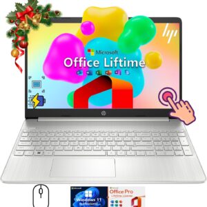 HP Flagship Touchscreen Laptop Computer – Win 11 Pro • 2024 Office Lifetime • 15.6″ Full HD Touchscreen • Intel i3 1215U • Wi-Fi 5 • Anti-Glare HD Display w/JAWFOAL Bundle (16G RAM • 512GB SSD)