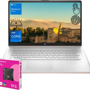HP Premium 17.3″ Laptop, 17.3″ HD+ Touchscreen, Intel Core i7-1355U, 64GB RAM, 2TB SSD, Webcam, HDMI, Backlit KB, FP Reader, Wi-Fi 6, Win 11 H, Pale Rose Gold, ADATA 512 External SSD Bundle