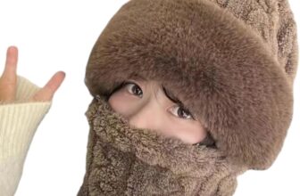 Women’s Winter Warm Windproof Plush Scarf Hat, 2-in-1 Winter Plush Collar Hat, Winter Windproof One Piece Hat Scarf