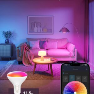 Govee Smart Light Bulbs, 1200 Lumens Dimmable BR30 Bulbs, RGBWW Color Changing Light Bulb, Flood Light Bulbs Work with Alexa, Google Assistant, WiFi & Bluetooth LED Bulbs, Music Sync, 2 Pack