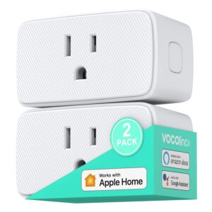 VOCOlinc Homekit Smart Plug Works with Alexa, Apple Home, Google Assistant, WiFi Smart Plug That Work with Alexa, Electrical Timer Outlet Support Siri, No Hub Required, 15A, 2.4GHz, 110～120V 2 Pack