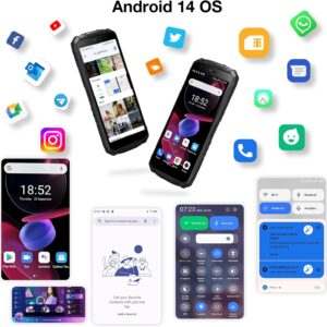 DOOGEE S41T Rugged Unlocked 2025,Android 14 6300mAh Battery,8GB+64GB,4G Dual Sim Rugged Smartphone,13MP Camera,IP68 Waterproof Cell Phone,Face Unlock,NFC/T-Mobile,Black