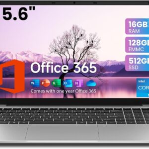 jumper Laptop, 16GB RAM 128GB EMMC, 512GB SSD, Laptop Computer with N95 CPU, 15.6 Inch FHD IPS 1080P Display, 2.4G+5G WiFi, BT4.2, 38WH Battery, 2 Speakers, Portable Laptops.