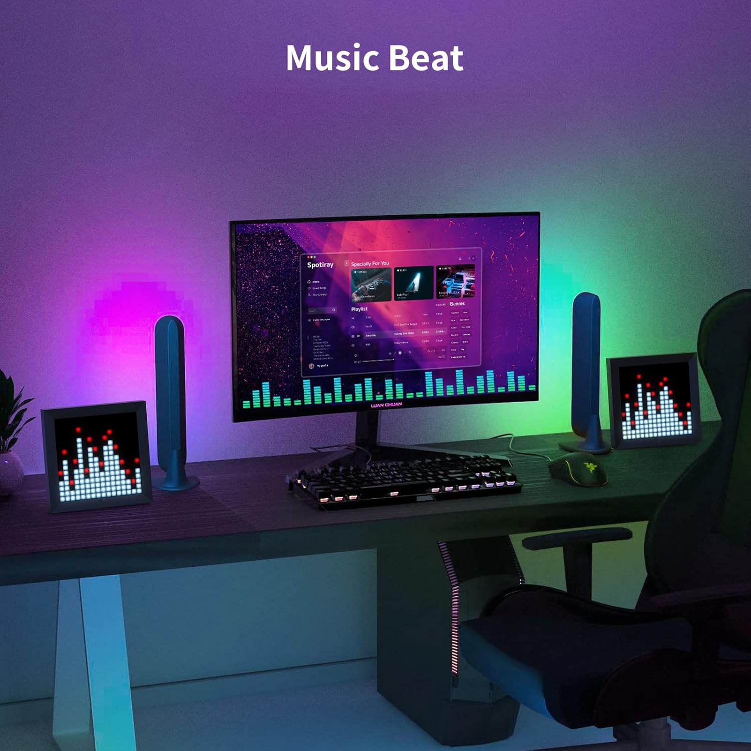 Divoom LED Light Display Panel Suit for RGB Light Bars,with Smart App Control Cool Animation Desk Setup for PC, TV, Gaming Room Decor - Image 6