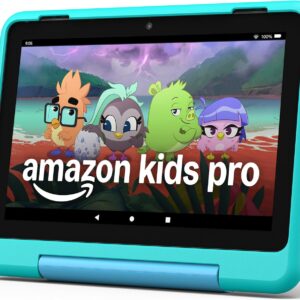 New Amazon Fire HD 8 Kids Pro tablet, ages 6-12. Bright 8″ HD screen, includes ad-free content, parental controls, 13-hr battery, slim case for older kids, 32GB, Hello Teal, (2024 release)