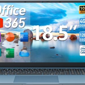 Windows 11 Laptop, 18.5 Inch Laptops for Student with 4GB RAM 128GB EMMC, Celeron N5095 Quad-Core, 1 Year Office 365, Type-C, HDMI, 8000mAh, WiFi 6, USB3.2, BT5.2(Gray)
